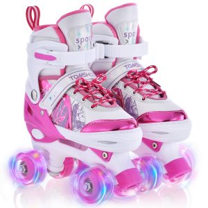 Anpassbare Inlineskate für Anfänger - Rosa Cartoon-Muster für Kinder