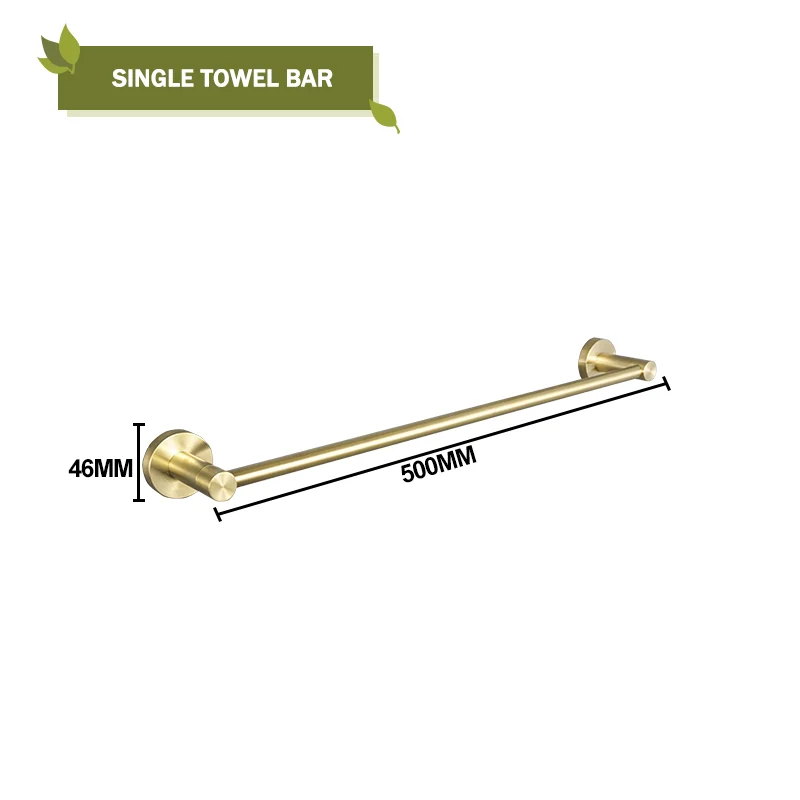 Elegantes Badezimmer-Set mit gebürstetem Gold für Aufbewahrung – Single Towel Bar B