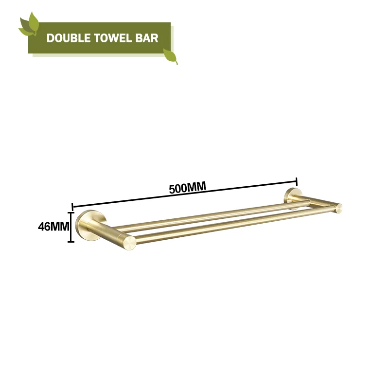 Elegantes Badezimmer-Set mit gebürstetem Gold für Aufbewahrung – Double Towel Bar B