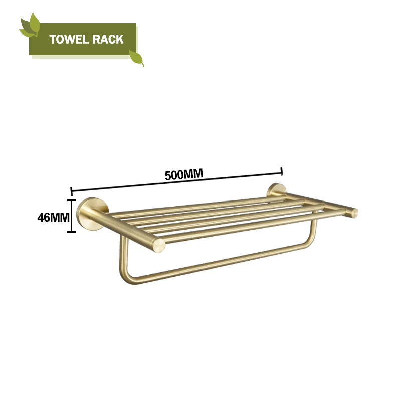 Elegantes Badezimmer-Set mit gebürstetem Gold für Aufbewahrung – Towel Rack B