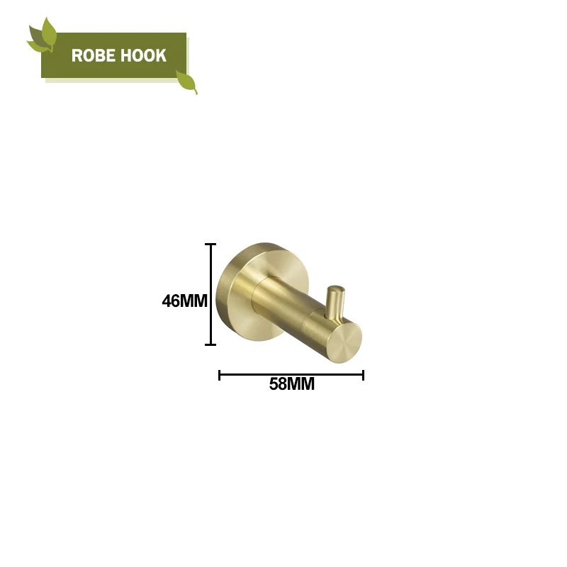 Elegantes Badezimmer-Set mit gebürstetem Gold für Aufbewahrung – BG Single Hook