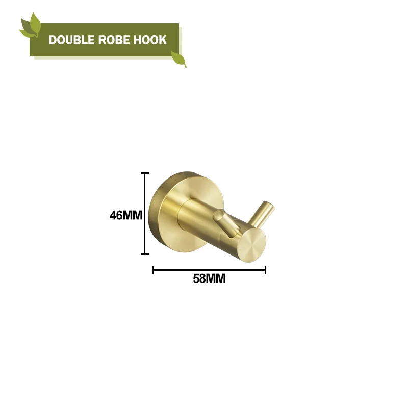 Elegantes Badezimmer-Set mit gebürstetem Gold für Aufbewahrung – BG Double Hook