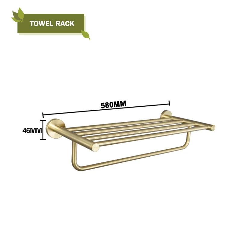 Elegantes Badezimmer-Set mit gebürstetem Gold für Aufbewahrung – BG Towel Rack