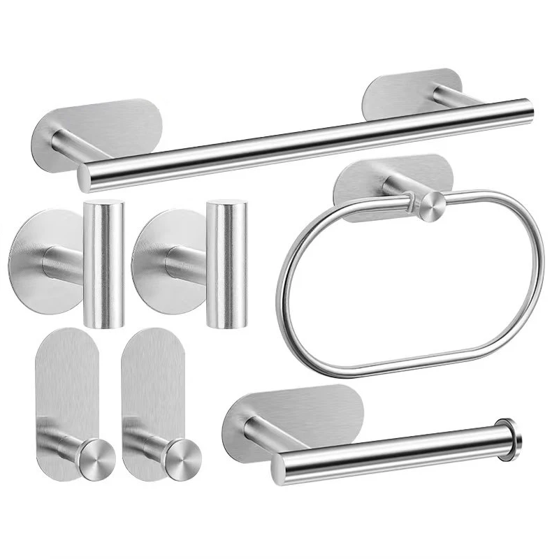 Vielseitiges Badezimmer-Set aus gebürstetem Nickel für Handtücher und mehr – 7pcs Silver