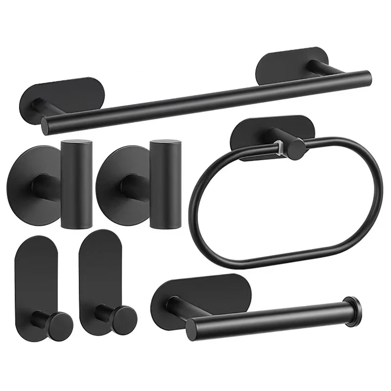 Vielseitiges Badezimmer-Set aus gebürstetem Nickel für Handtücher und mehr – 7pcs Black