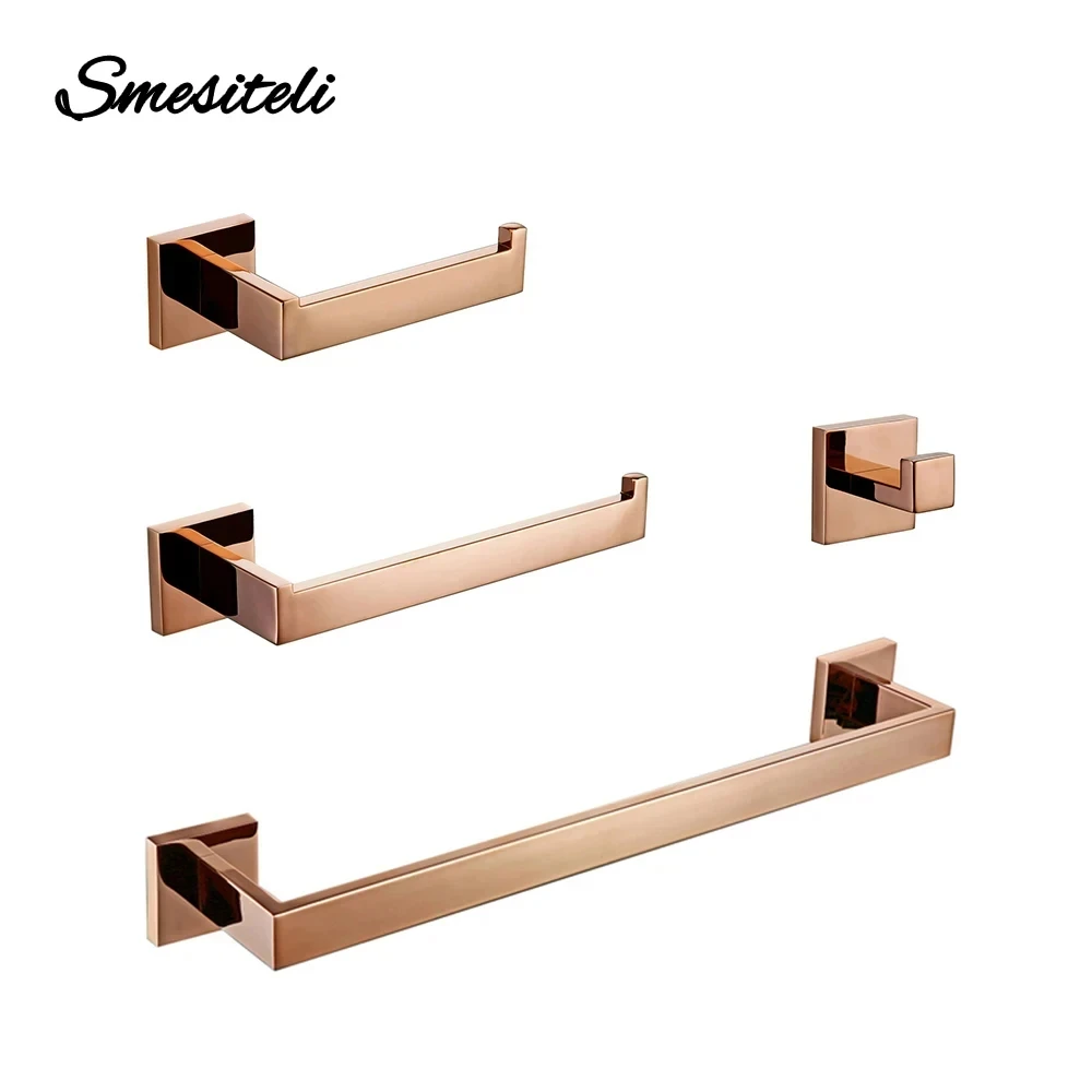 Elegantes Rose Gold Badezimmer Zubehör Set mit Wandhalterung