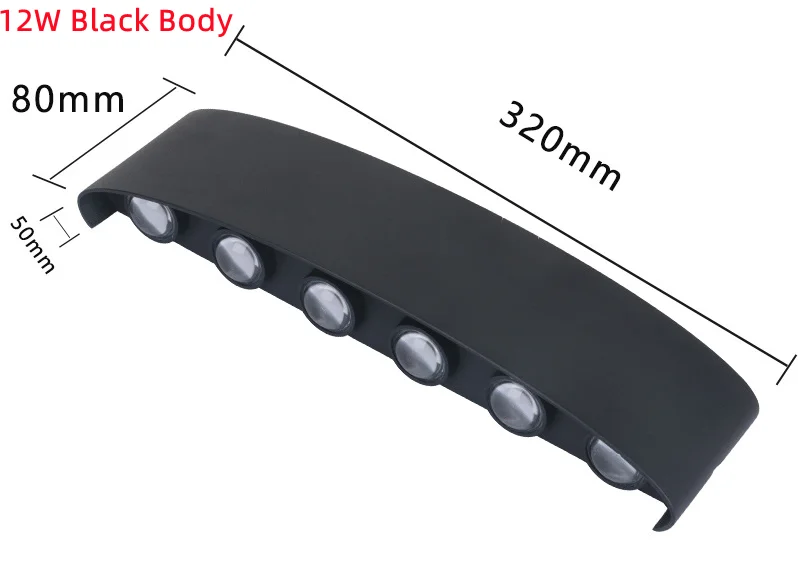 Wasserdichte LED-Wandlampe für Garten und Innenräume – 12W Black Body , Warm White 3000k