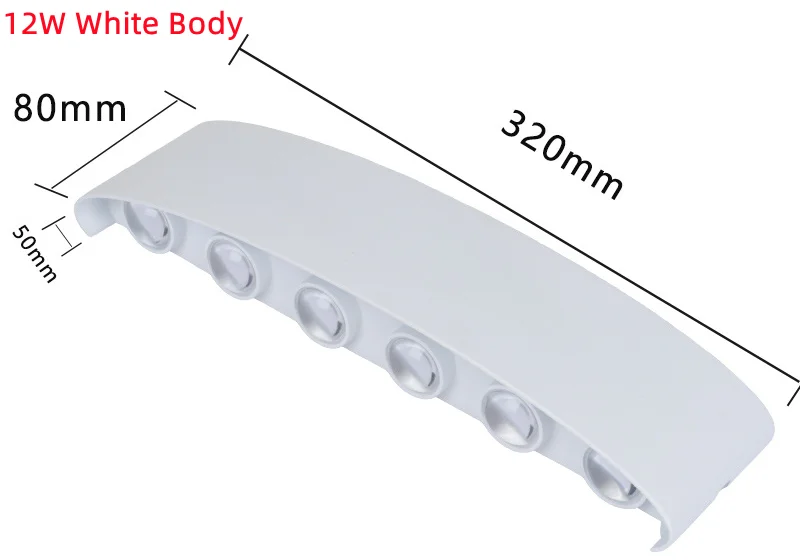 Wasserdichte LED-Wandlampe für Garten und Innenräume – 12W White Body , Warm White 3000k