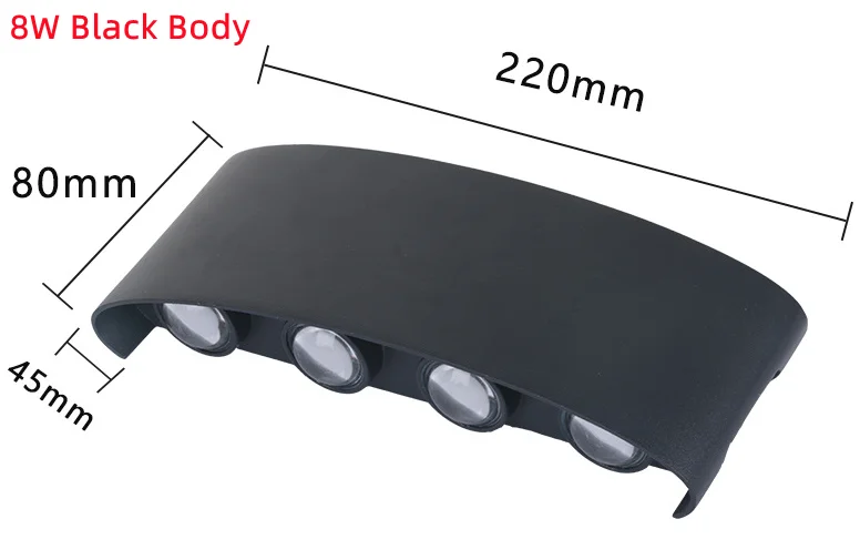 Wasserdichte LED-Wandlampe für Garten und Innenräume – 8W Black Body , Warm White 3000k