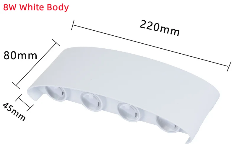 Wasserdichte LED-Wandlampe für Garten und Innenräume – 8W White Body , Warm White 3000k