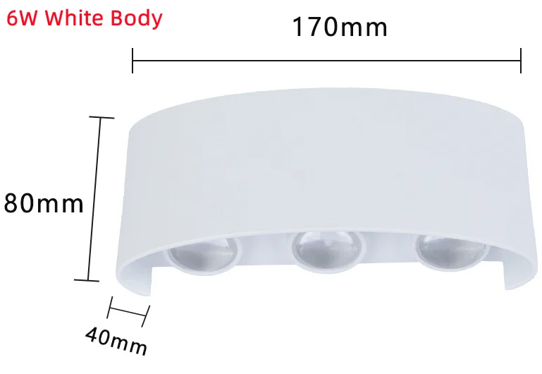 Wasserdichte LED-Wandlampe für Garten und Innenräume – 6W White Body , Cold White 6000K