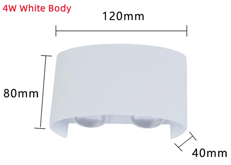 Wasserdichte LED-Wandlampe für Garten und Innenräume – 4W White Body , Cold White 6000K