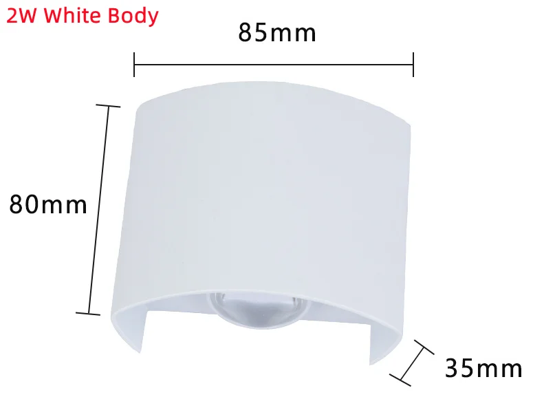 Wasserdichte LED-Wandlampe für Garten und Innenräume – 2W White Body , Warm White 3000k