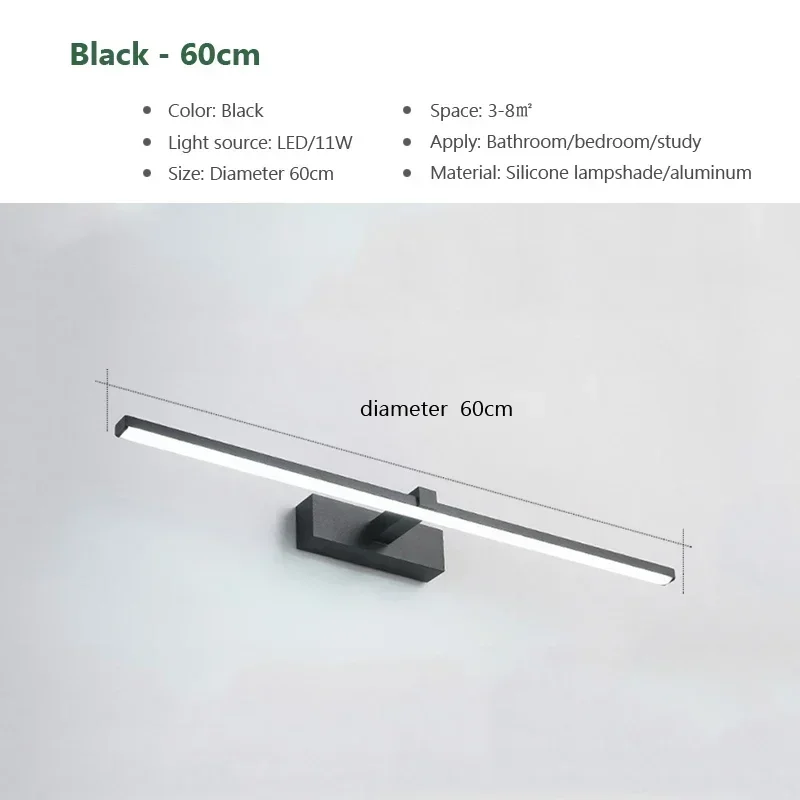 Moderne LED-Wandleuchte für das Badezimmer mit drei Farben – Black60 , Tricolor White