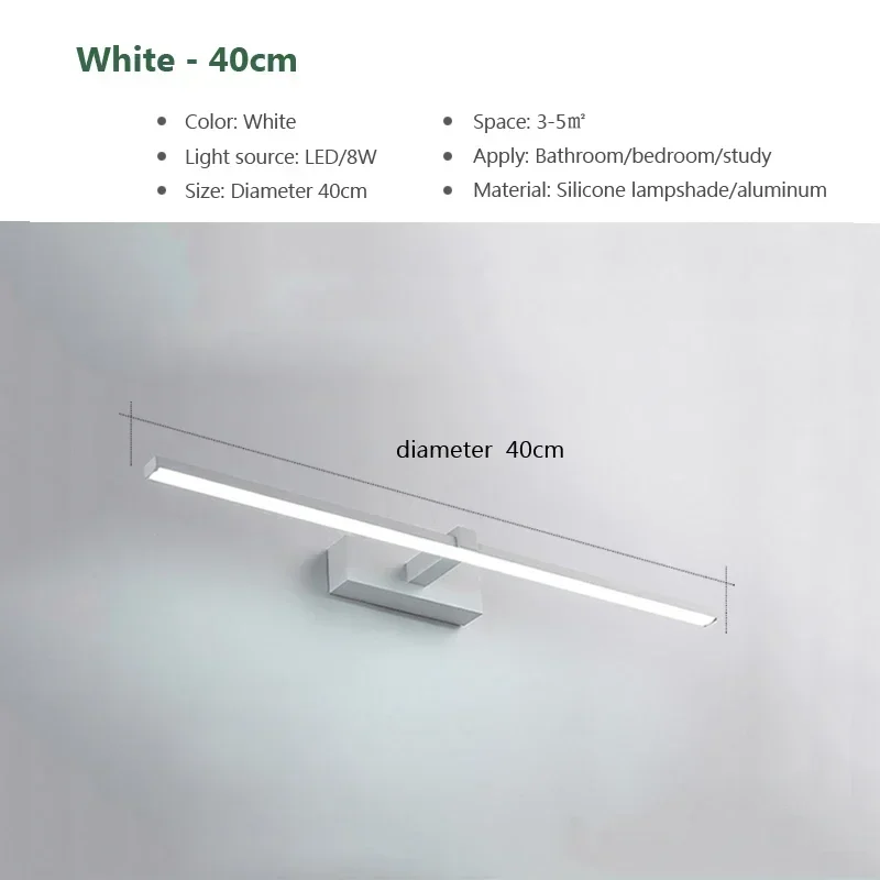 Moderne LED-Wandleuchte für das Badezimmer mit drei Farben – White40 , Tricolor White