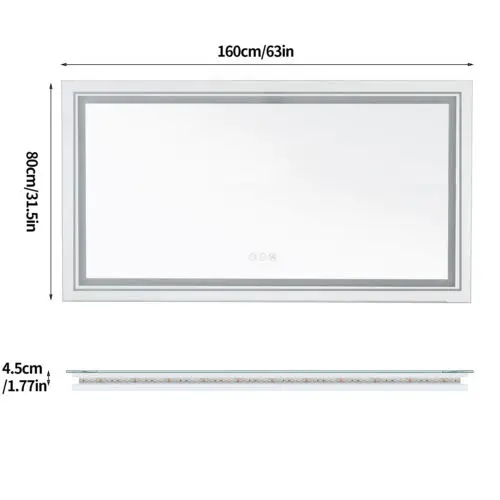 Jumbo LED Badezimmer Spiegel mit Antibeschlag und Beleuchtung – GERMANY , 63×31.5 in