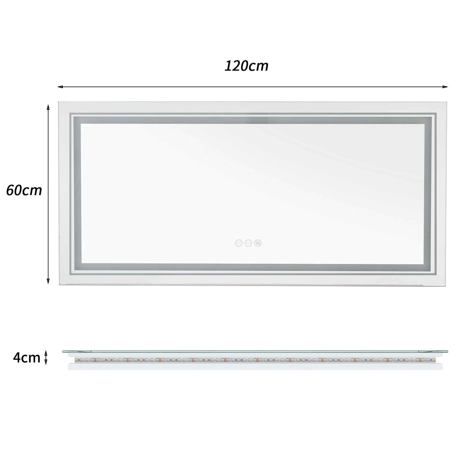 Jumbo LED Badezimmer Spiegel mit Antibeschlag und Beleuchtung – GERMANY , 47.2×23.6 in