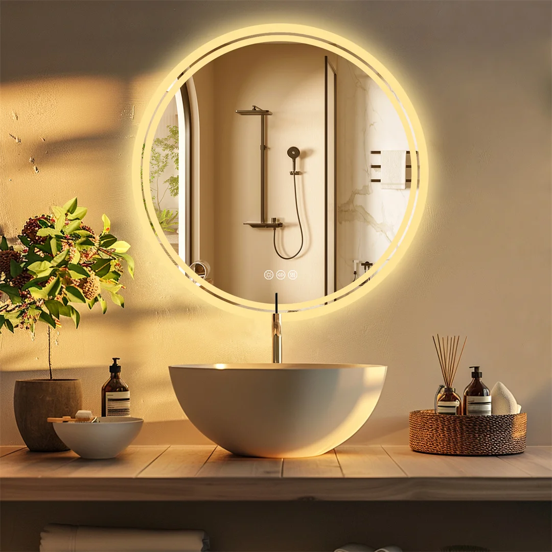 LUVODI 80cm Rundes LED Badspiegel mit Touch-Funktion und Antibeschlag – Bild 3