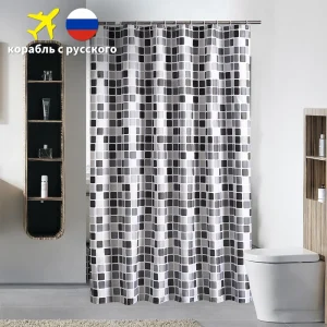 Wasserdichte Duschvorhang mit 12 Haken im Mosaikdesign