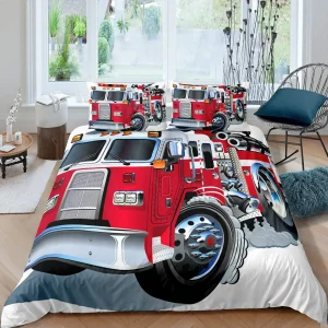 Feuerwehrwagen Bettwäsche Set für Kinder in Rot