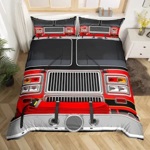 Feuerwehrwagen Bettbezug Set für Kinder – Rot, King/Queen Größe