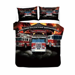 Feuerwehrwagen Bettwäsche Set für Kinder in Rot, Größe König/Dame