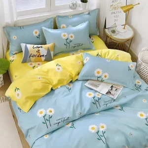 Blumiges Bettwäsche-Set für Königskissen und Decken