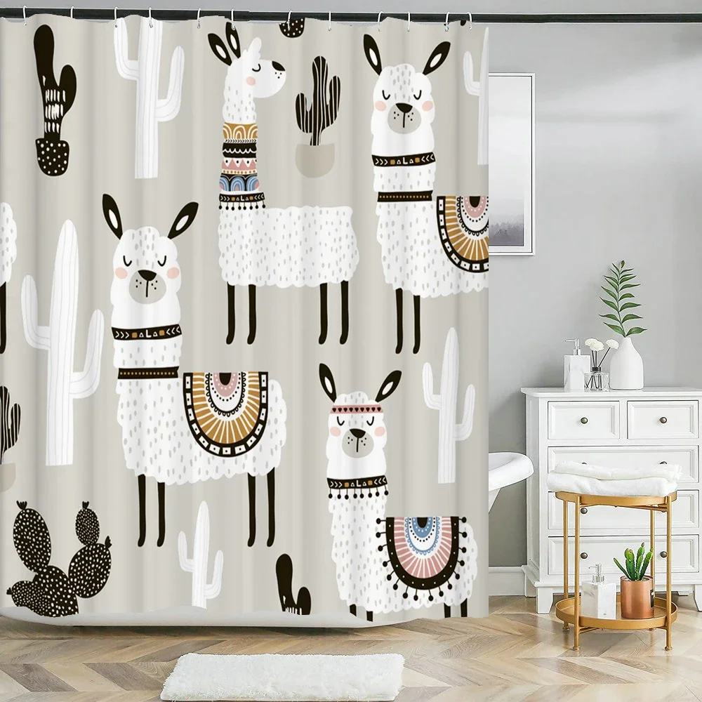 Katzenmotiv Duschvorhang für das Badezimmer mit 12 Haken – 1187L , W120xH180cm