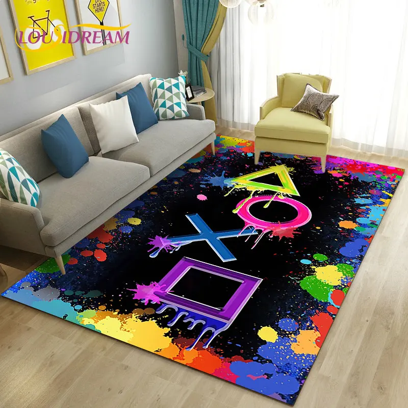 Spielteppich für Gamer mit 3D Cartoon Design in Blau – 70x100cm