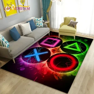 Kinderzimmer Teppich mit Game Controller Design in Blau