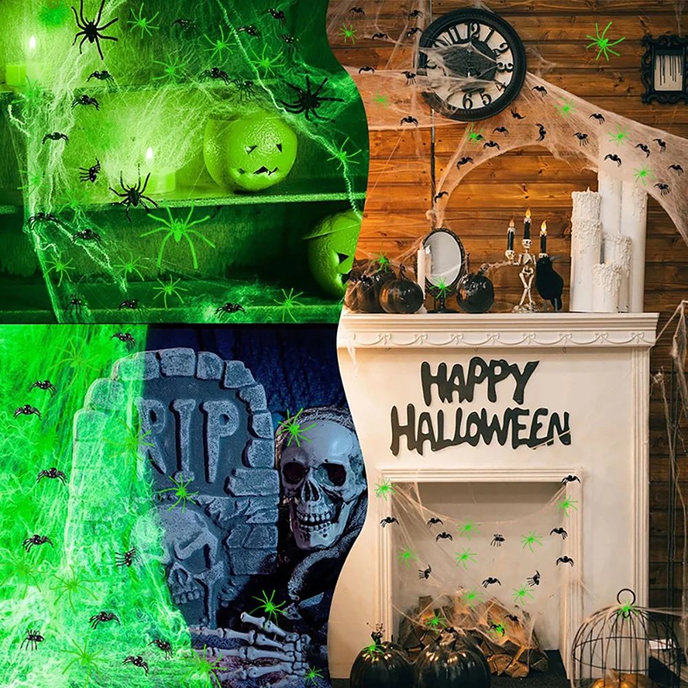 Leuchtende Spinnennetze für schaurige Halloween Dekorationen – Bild 4
