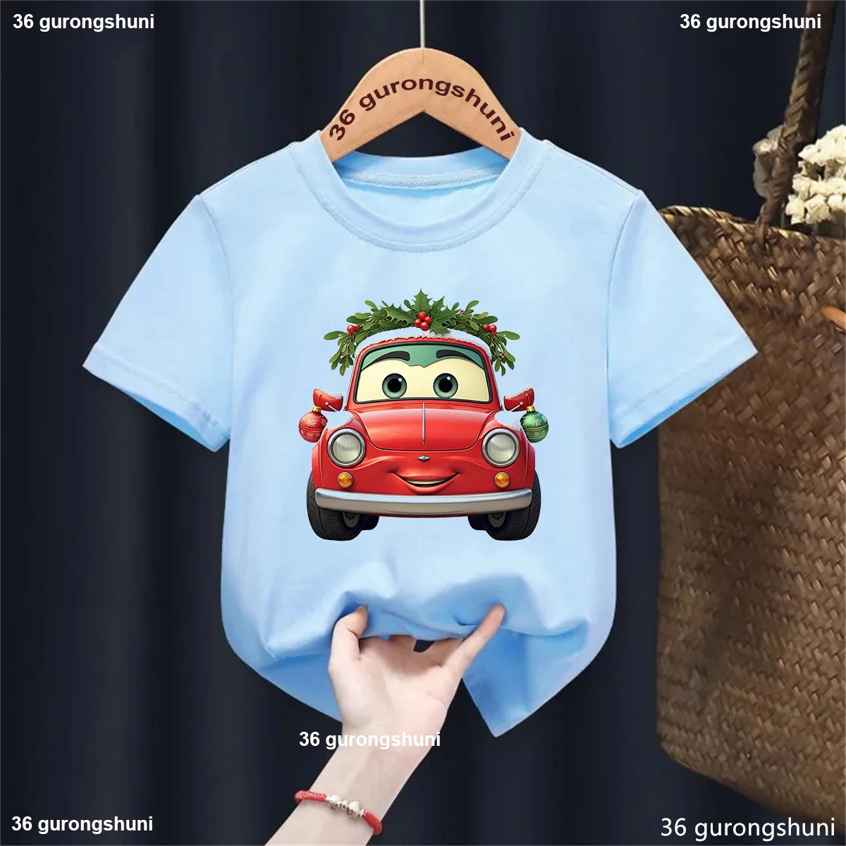 Kawaii Weihnachtsauto T-Shirt für Kinder – Lustiges Geschenk – H17945W , 3T（户外运动）