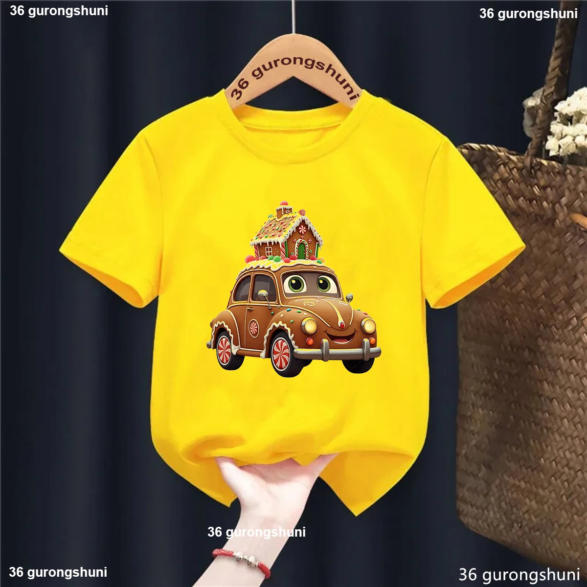 Kawaii Weihnachtsauto T-Shirt für Kinder – Lustiges Geschenk – H17944E , 5T