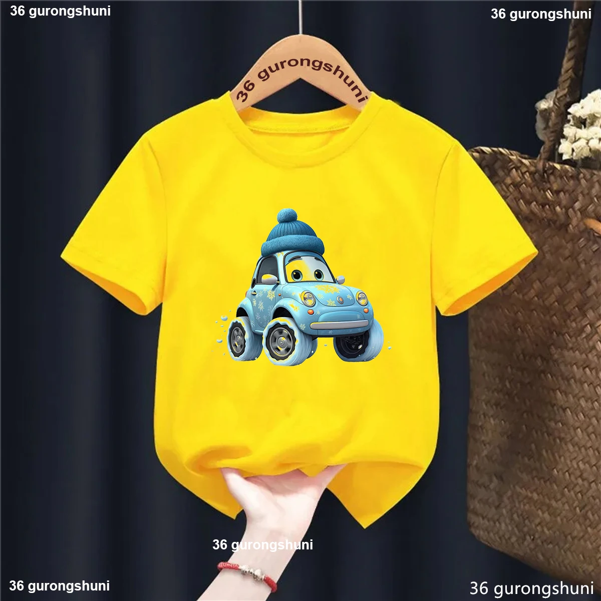 Kawaii Weihnachtsauto T-Shirt für Kinder – Lustiges Geschenk – H17943E , 10T