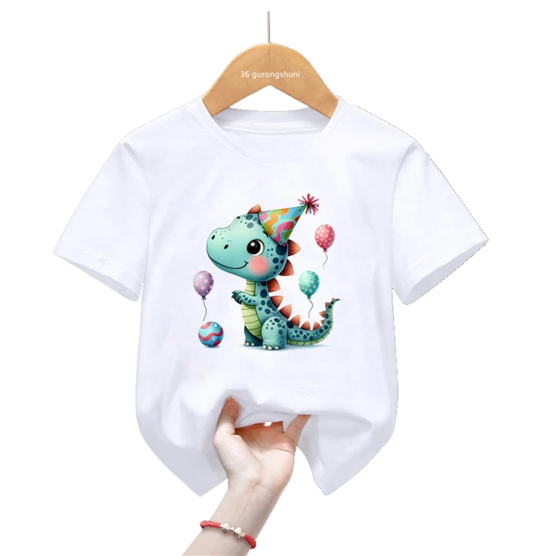 Lustiges Dinosaurier-Ballon T-Shirt für Kinder – Sommer Mode – 9T