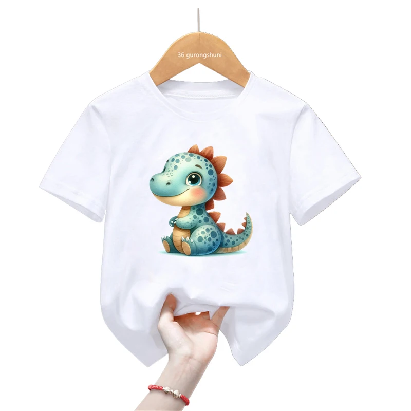 Fröhliches Dinosaurier-Ballon Druck T-Shirt für Kinder – H1633 – 8T
