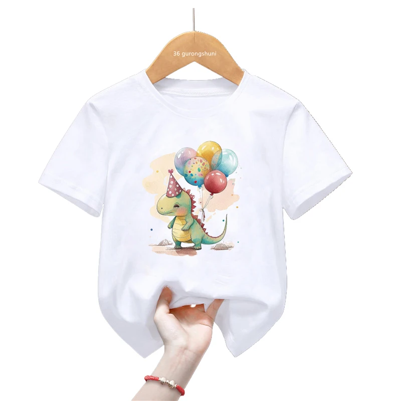 Fröhliches Dinosaurier T-Shirt mit Ballons für Kinder – 2T