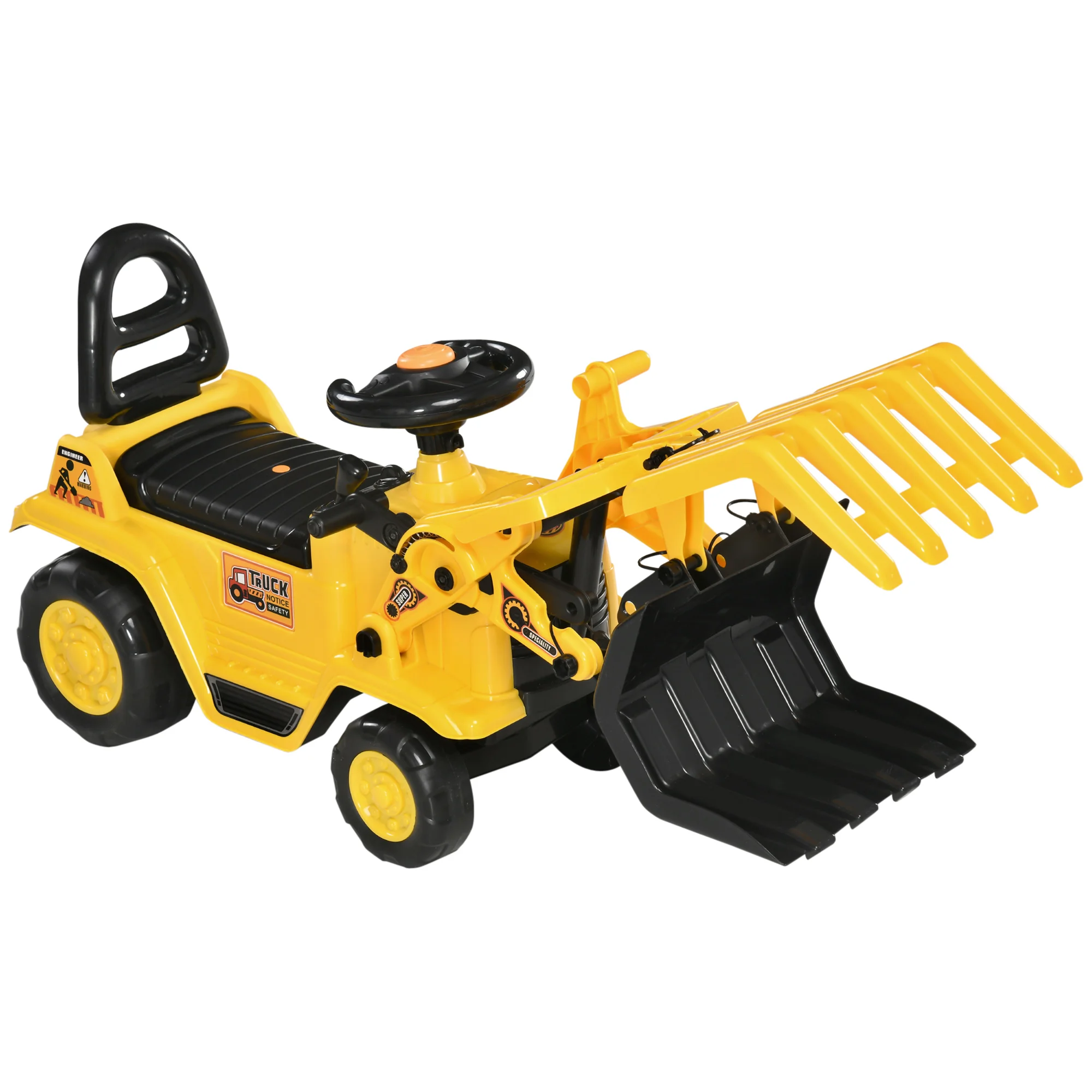 HOMCOM Kindertrettraktor mit mobiler Schaufel für drinnen und draußen 83x27x39 cm
