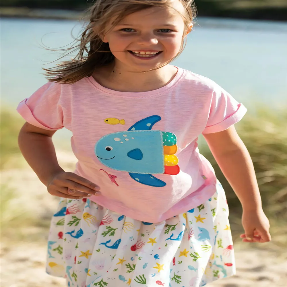 "Jumping Meters Mädchen T-Shirt mit Tierstickerei für Sommertage (W211631)" – Bild 3
