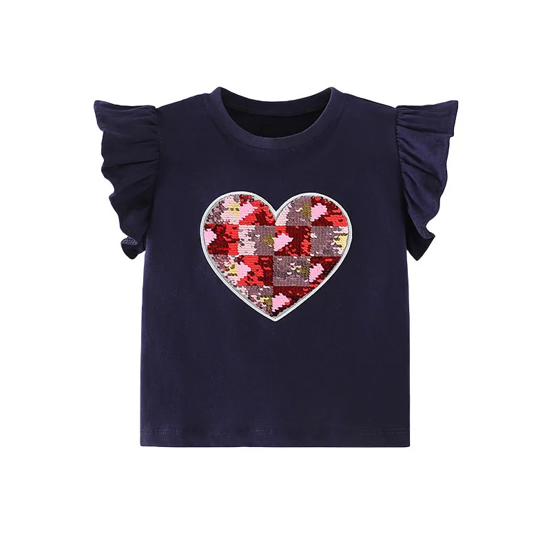 "Jumping Meters Mädchen T-Shirt mit Tierstickerei für Sommertage (W211631)"