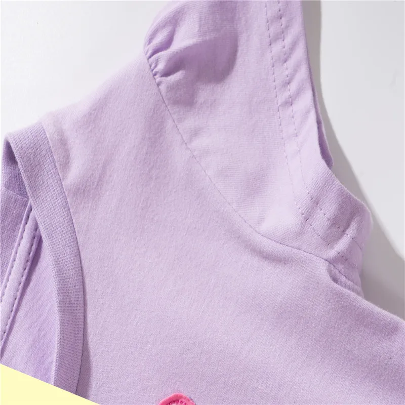 Springendes Meter neues lila Eiscreme Stickerei Mädchen T-Shirt Baumwolle Sommer Kinder Oberteile - W211601 – Bild 7