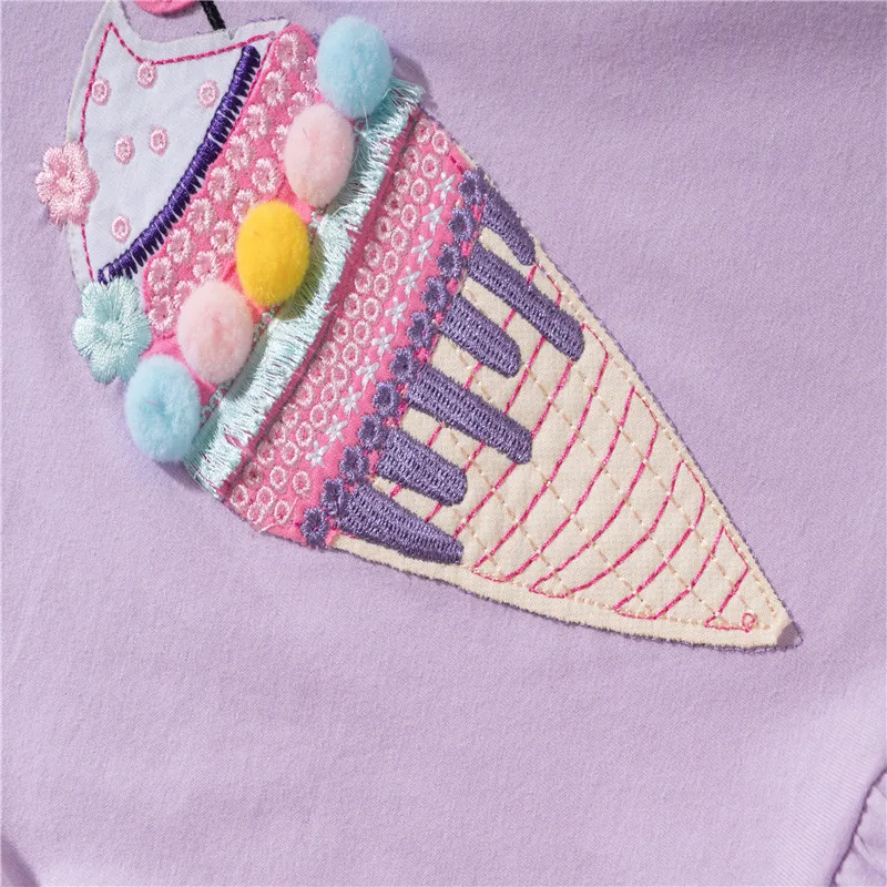 Springendes Meter neues lila Eiscreme Stickerei Mädchen T-Shirt Baumwolle Sommer Kinder Oberteile - W211601 – Bild 6