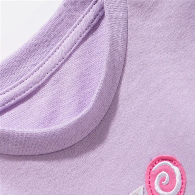 Springendes Meter neues lila Eiscreme Stickerei Mädchen T-Shirt Baumwolle Sommer Kinder Oberteile - W211601 – Bild 4