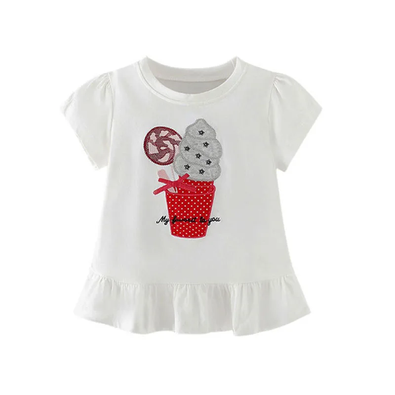 Springendes Meter neues lila Eiscreme Stickerei Mädchen T-Shirt Baumwolle Sommer Kinder Oberteile - W211601 – Bild 2