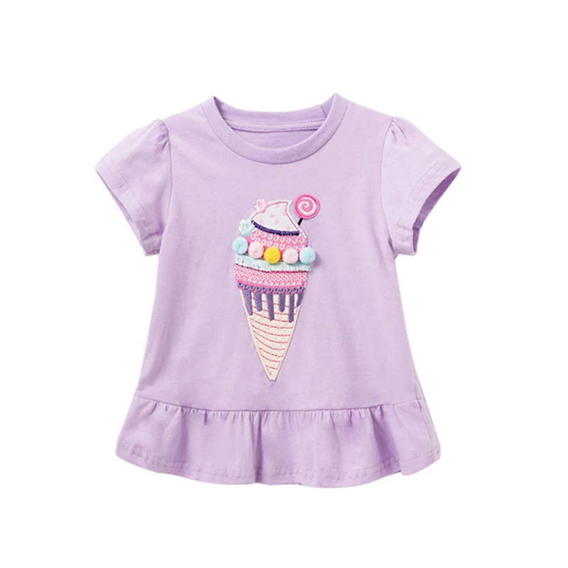 Fröhliches lila Eiscreme-T-Shirt für Mädchen aus Baumwolle – W52140 – 6T