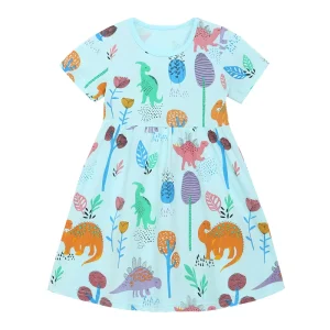 Mädchenkleid mit Dinosaurier-Motiv für anger, Jungen 2-7 Jahre