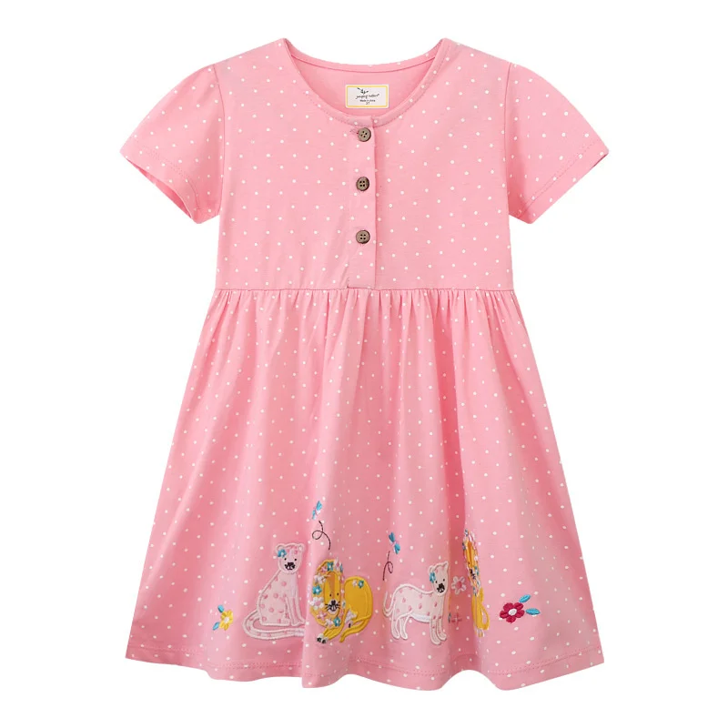 Spring/Sommer Kinderkleid mit Dinosaurier-Print für Mädchen 2-7 Jahre – Bild 4