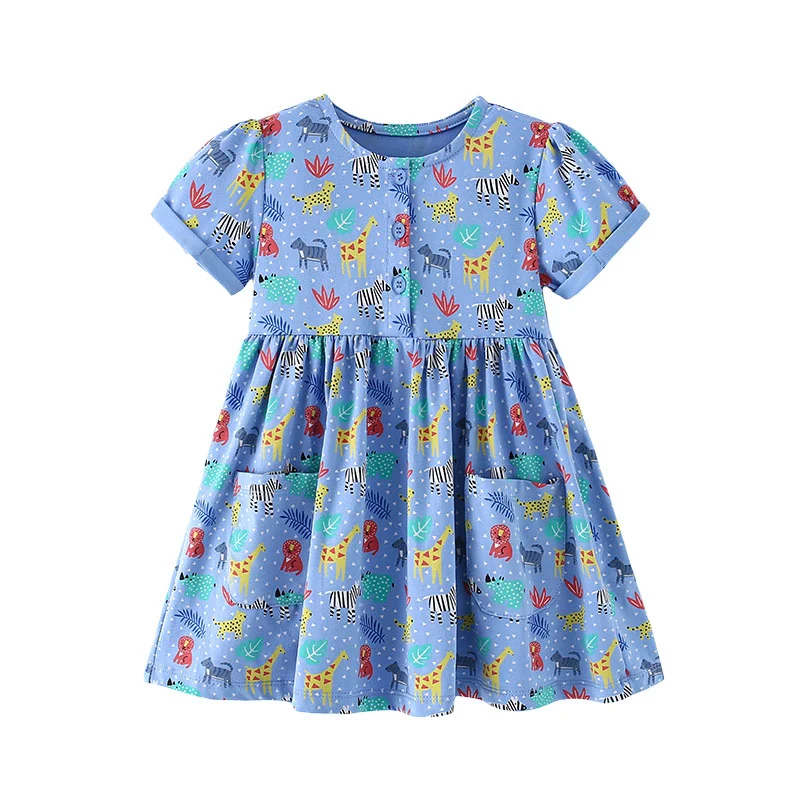 Spring/Sommer Kinderkleid mit Dinosaurier-Print für Mädchen 2-7 Jahre – 6T