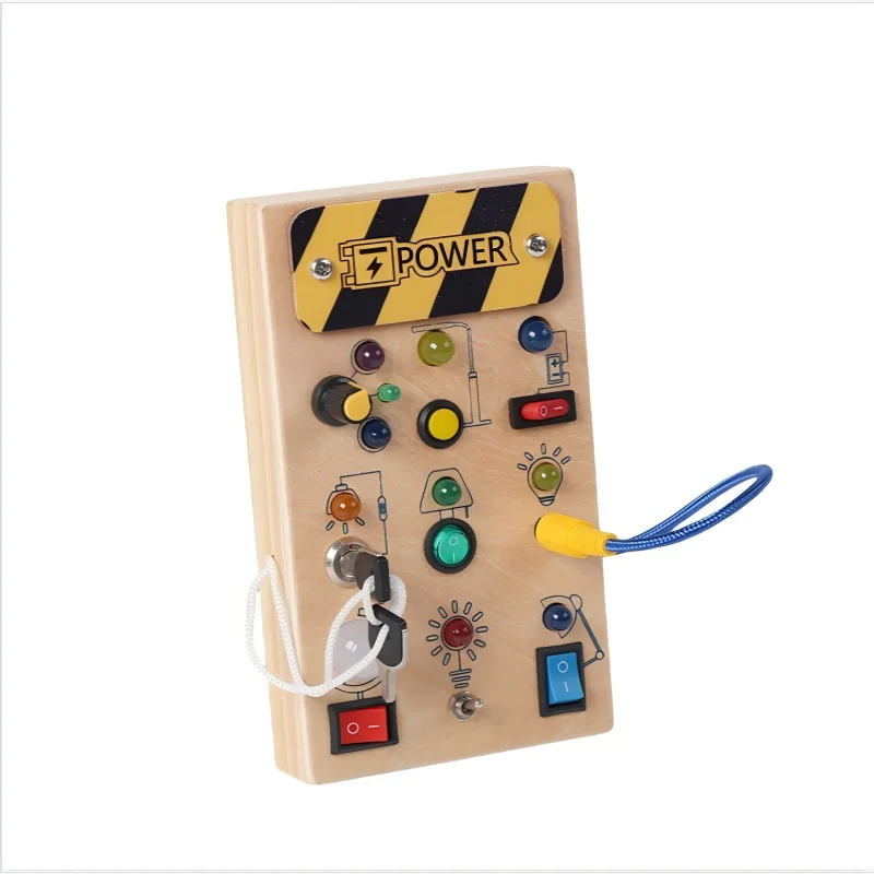 Holz-Spielbrett für Kinder mit Lichtschalter und Motorikspielzeug – Switch Board C