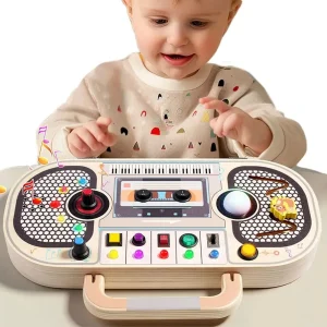 Holz-Spielbrett für Kinder mit Lichtschalter und Motorikspielzeug